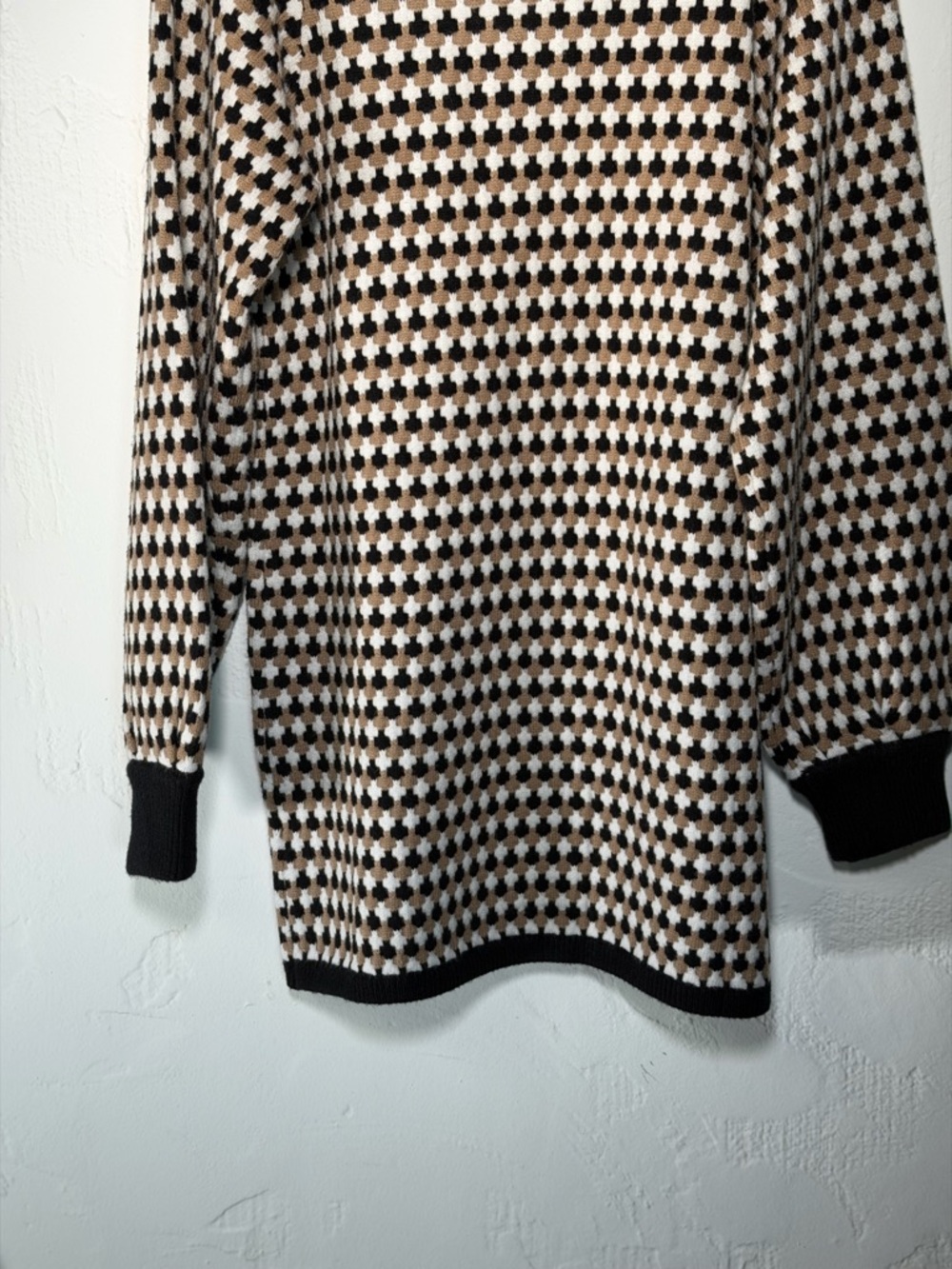Show Me Your Mumu Black, Cream & Brown Houndstooth Knit Mini Sweater Dress - Picture 8 of 16